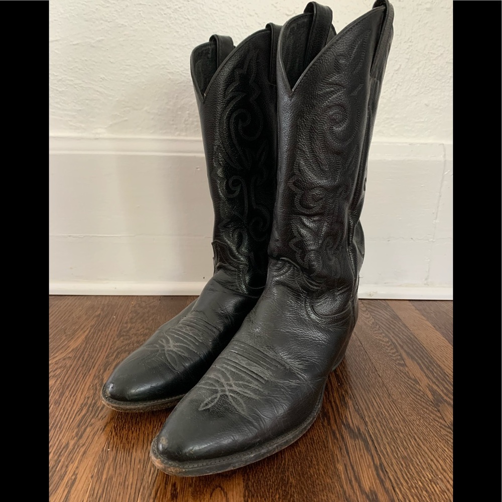 Justin Men’s Black Leather Western Boots Size 10